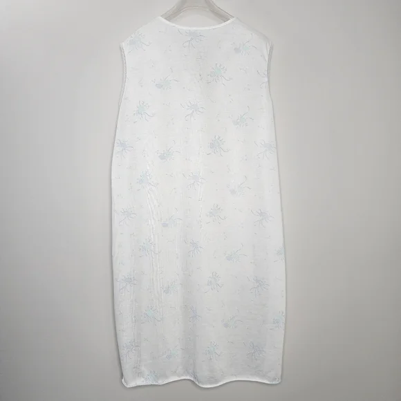 Vintage Granny Nighty Baby Blue Floral White Lace Trim Nightgown - Picture 6 of 6